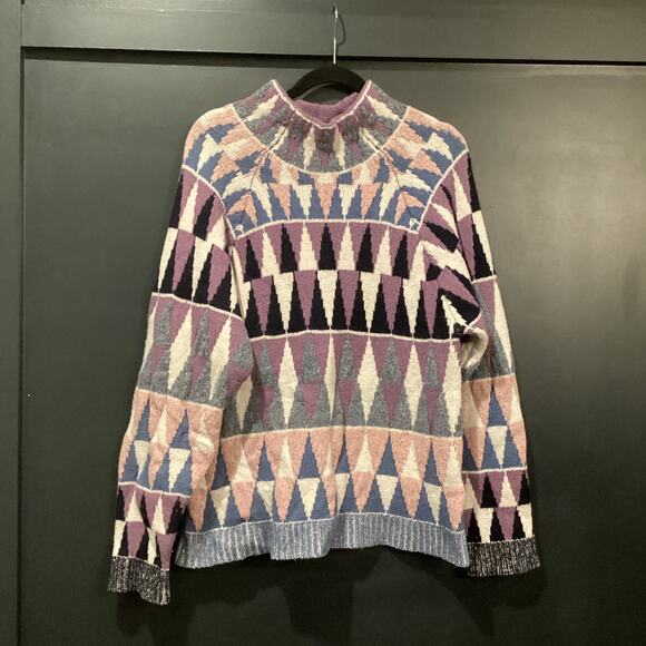 Altuzarra Stilbo wool blend turtleneck Multicolored geometric knit Sweater Small - Picture 2 of 11